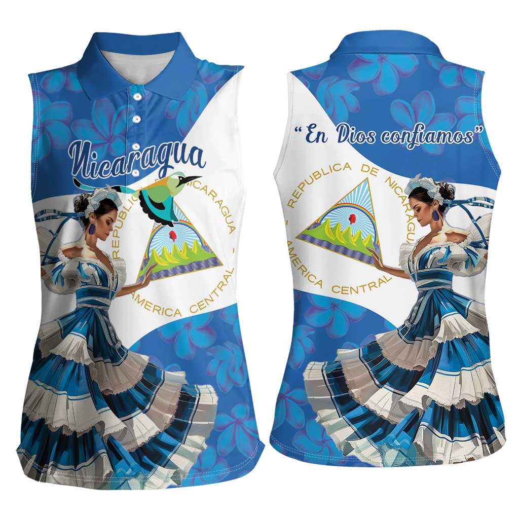 Felices Fiestas Patrias Nicaragua Women Sleeveless Polo Shirt Bailes Nicaraguan Girl - Wonder Print Shop