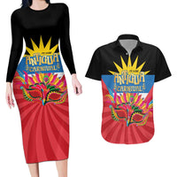 Antigua Carnival Couples Matching Long Sleeve Bodycon Dress and Hawaiian Shirt Greatest Summer Festival Of Caribbean LT14