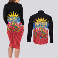 Antigua Carnival Couples Matching Long Sleeve Bodycon Dress and Long Sleeve Button Shirt Greatest Summer Festival Of Caribbean LT14