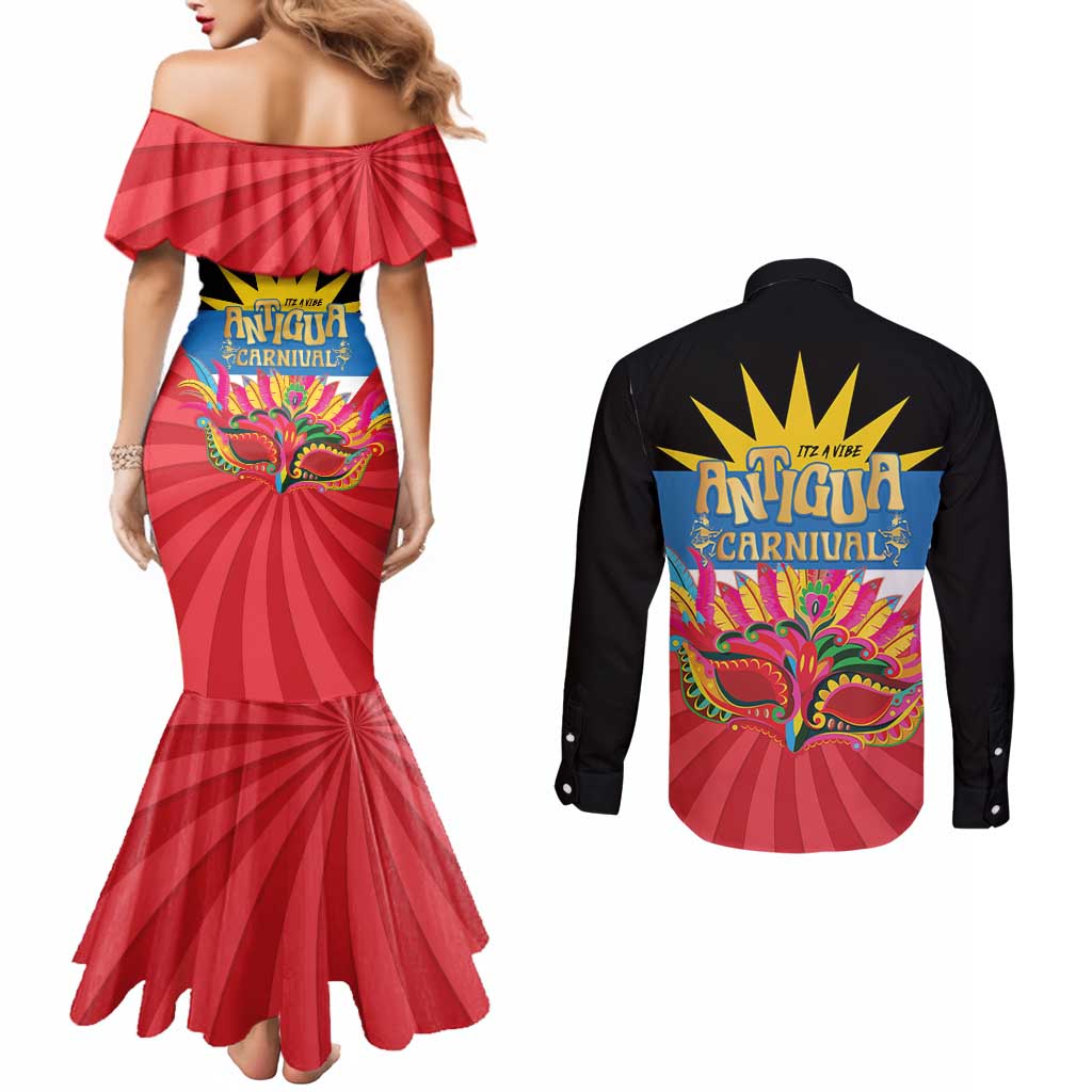 Antigua Carnival Couples Matching Mermaid Dress and Long Sleeve Button Shirt Greatest Summer Festival Of Caribbean LT14