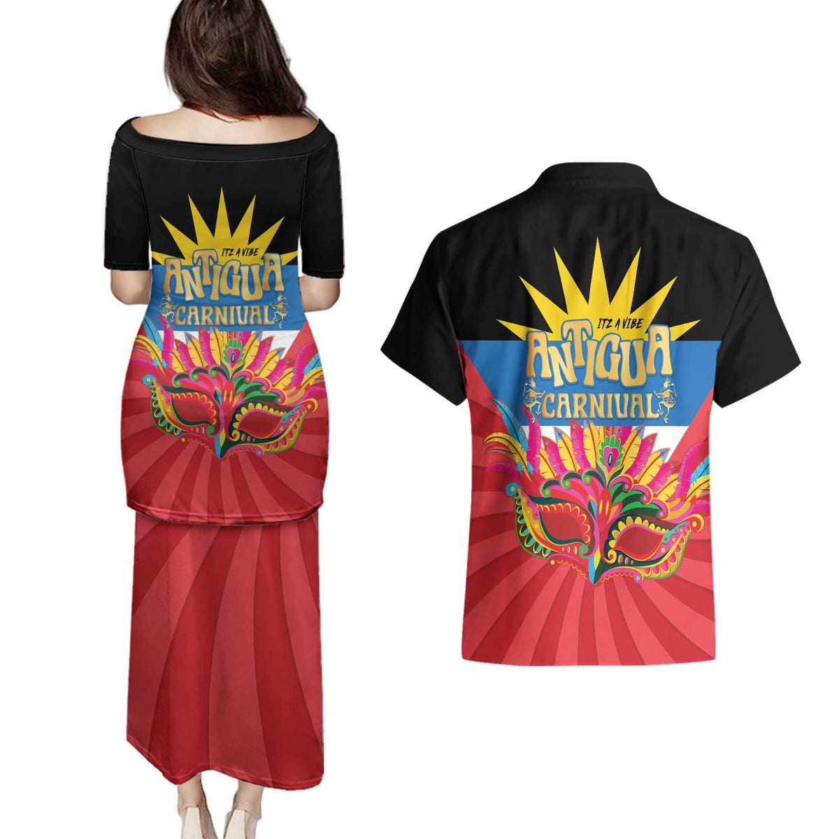Antigua Carnival Couples Matching Puletasi and Hawaiian Shirt Greatest Summer Festival Of Caribbean LT14