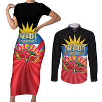 Antigua Carnival Couples Matching Short Sleeve Bodycon Dress and Long Sleeve Button Shirt Greatest Summer Festival Of Caribbean LT14