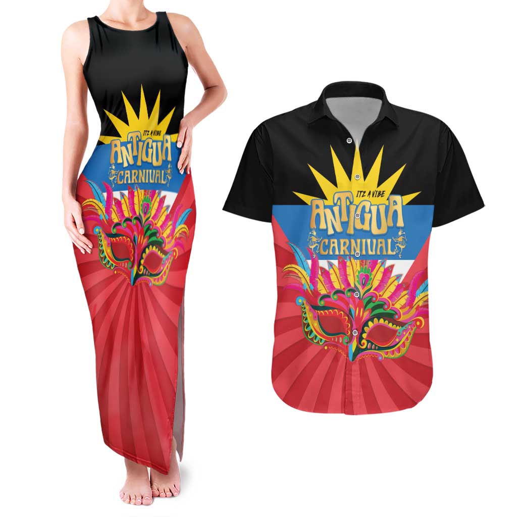 Antigua Carnival Couples Matching Tank Maxi Dress and Hawaiian Shirt Greatest Summer Festival Of Caribbean LT14