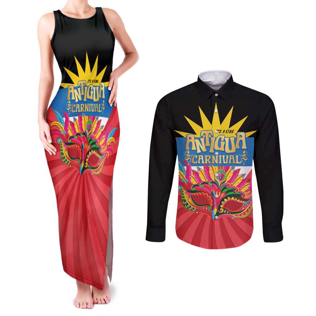 Antigua Carnival Couples Matching Tank Maxi Dress and Long Sleeve Button Shirt Greatest Summer Festival Of Caribbean LT14