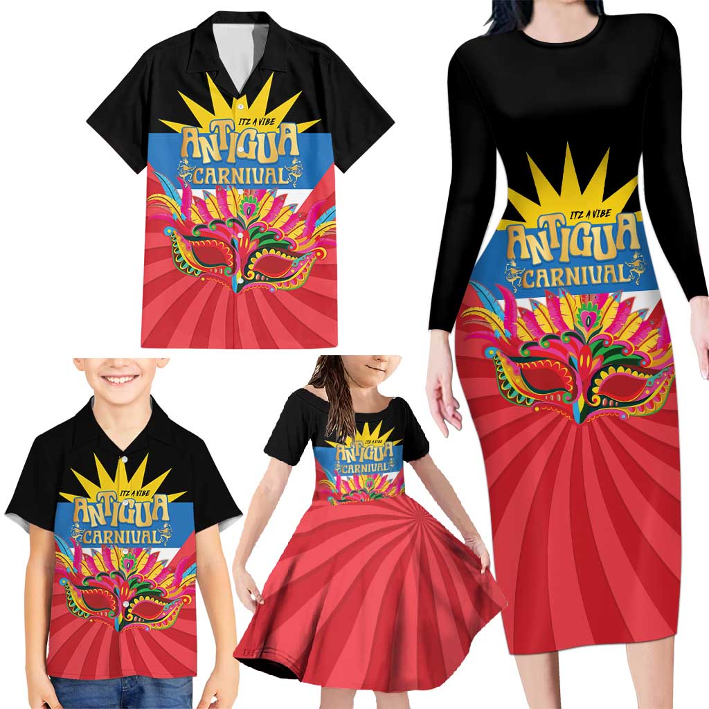 Antigua Carnival Family Matching Long Sleeve Bodycon Dress and Hawaiian Shirt Greatest Summer Festival Of Caribbean LT14