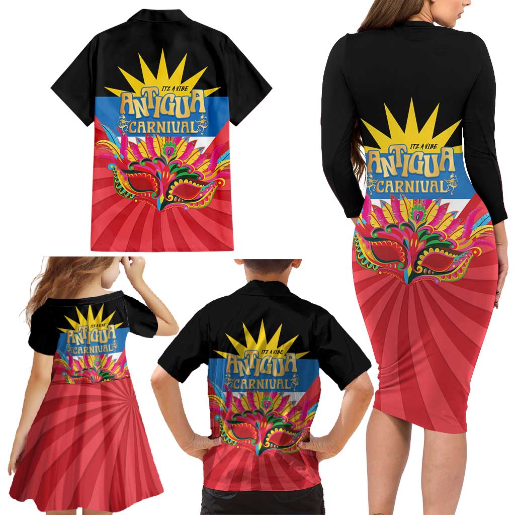 Antigua Carnival Family Matching Long Sleeve Bodycon Dress and Hawaiian Shirt Greatest Summer Festival Of Caribbean LT14