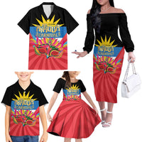 Antigua Carnival Family Matching Off The Shoulder Long Sleeve Dress and Hawaiian Shirt Greatest Summer Festival Of Caribbean LT14