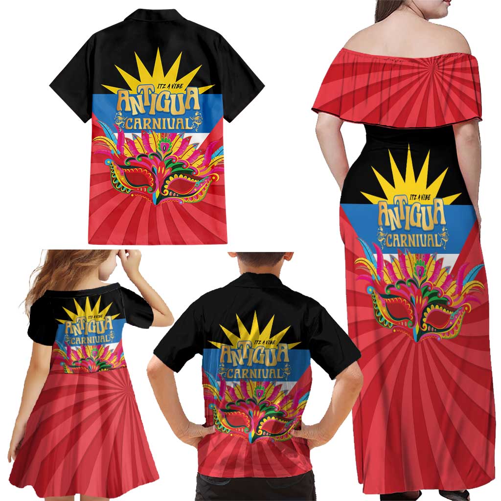 Antigua Carnival Family Matching Off Shoulder Maxi Dress and Hawaiian Shirt Greatest Summer Festival Of Caribbean LT14