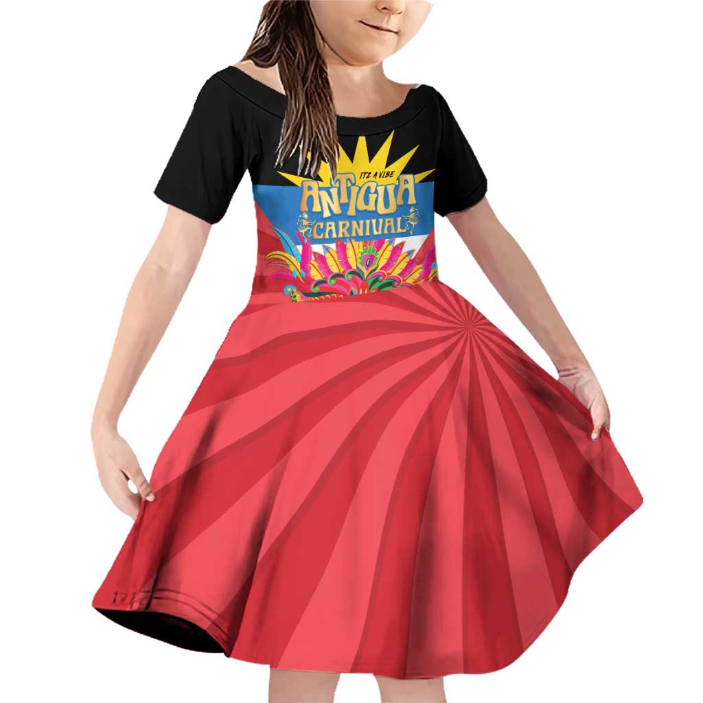 Antigua Carnival Family Matching Off Shoulder Short Dress and Hawaiian Shirt Greatest Summer Festival Of Caribbean LT14