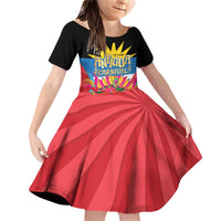 Antigua Carnival Family Matching Off Shoulder Short Dress and Hawaiian Shirt Greatest Summer Festival Of Caribbean LT14