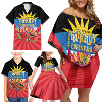 Antigua Carnival Family Matching Off Shoulder Short Dress and Hawaiian Shirt Greatest Summer Festival Of Caribbean LT14