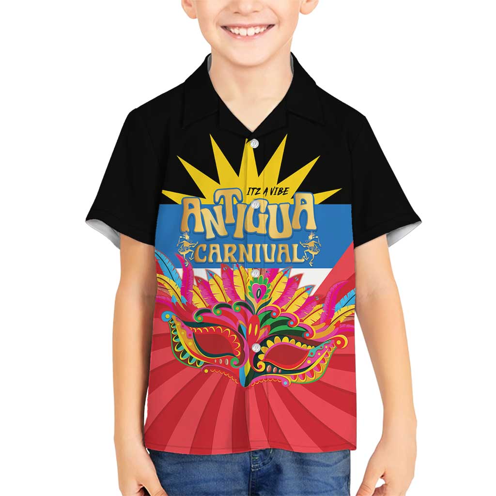 Antigua Carnival Family Matching Off Shoulder Short Dress and Hawaiian Shirt Greatest Summer Festival Of Caribbean LT14