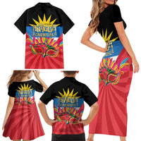 Antigua Carnival Family Matching Short Sleeve Bodycon Dress and Hawaiian Shirt Greatest Summer Festival Of Caribbean LT14