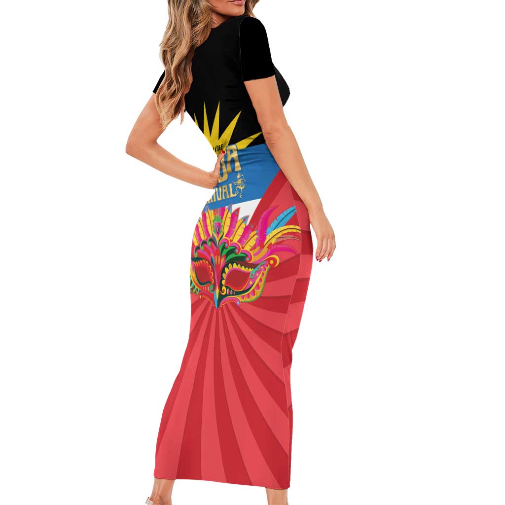 Antigua Carnival Family Matching Short Sleeve Bodycon Dress and Hawaiian Shirt Greatest Summer Festival Of Caribbean LT14