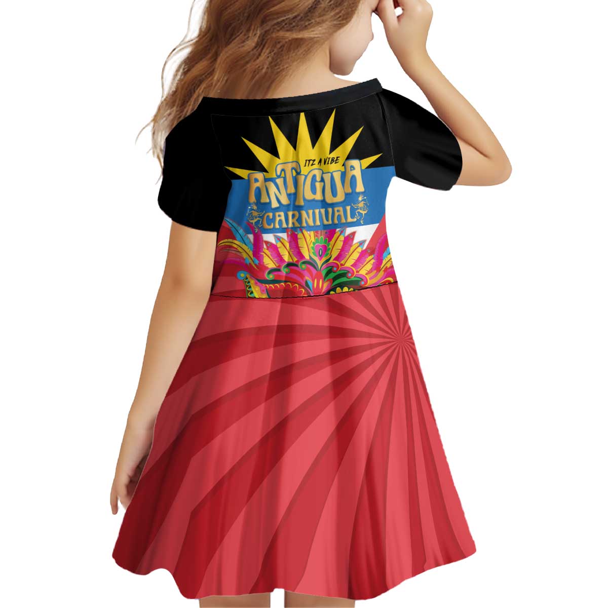 Antigua Carnival Kid Short Sleeve Dress Greatest Summer Festival Of Caribbean LT14