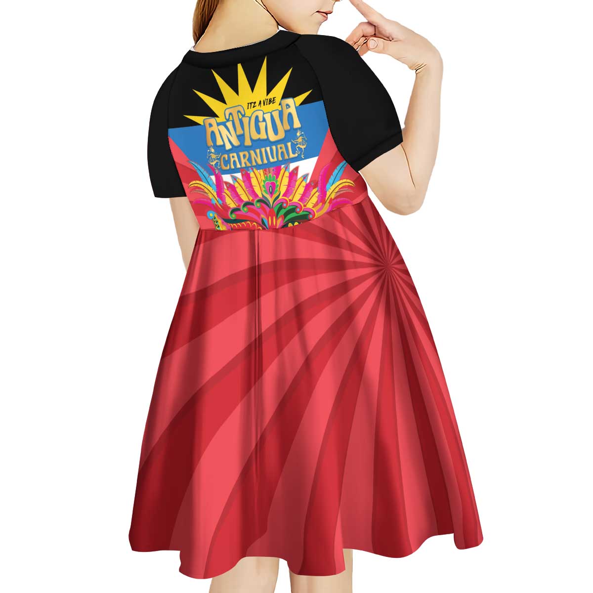 Antigua Carnival Kid Short Sleeve Dress Greatest Summer Festival Of Caribbean LT14