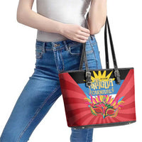 Antigua Carnival Leather Tote Bag Greatest Summer Festival Of Caribbean - Wonder Print Shop