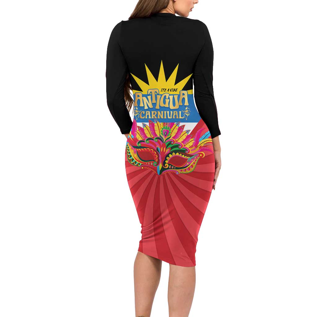 Antigua Carnival Long Sleeve Bodycon Dress Greatest Summer Festival Of Caribbean LT14