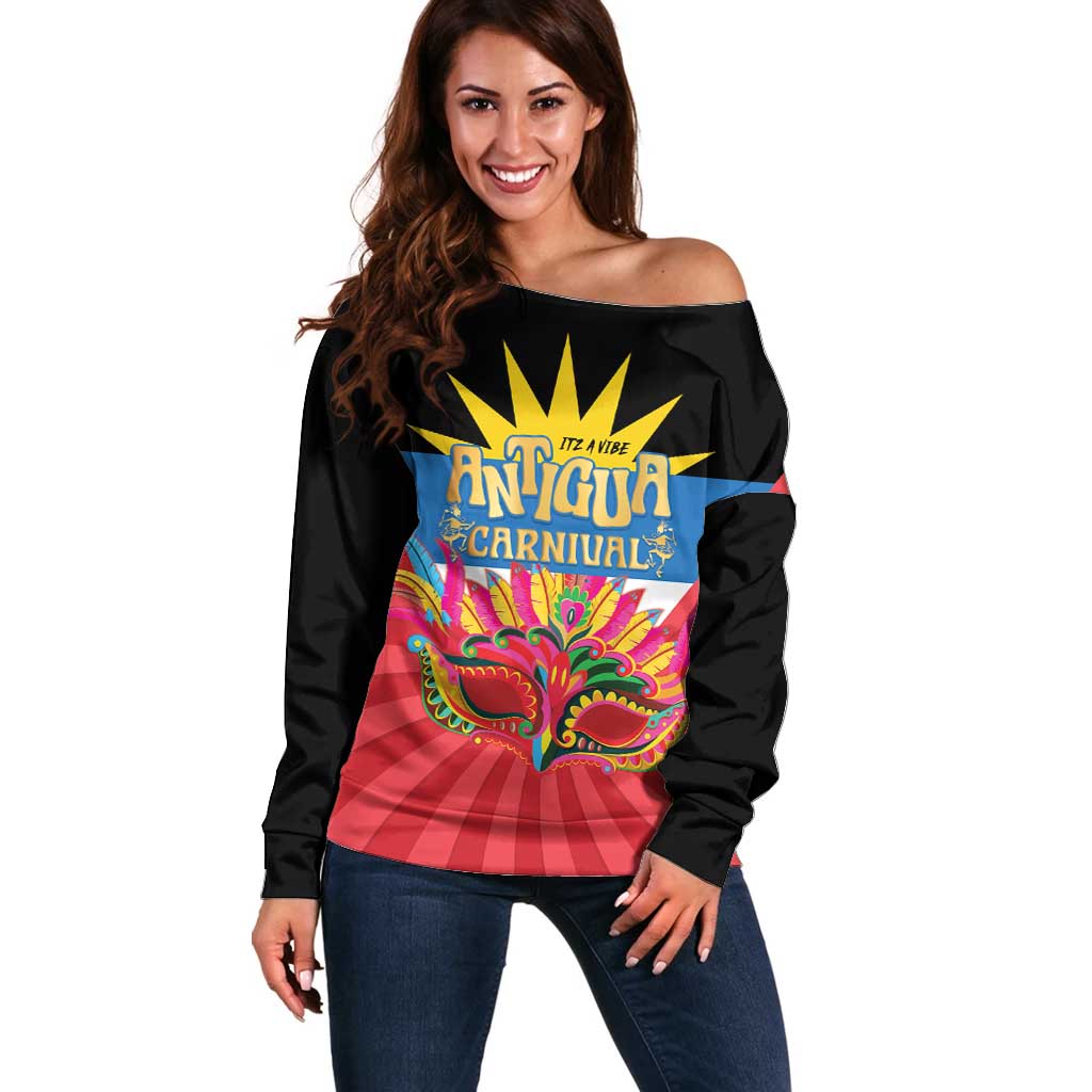 Antigua Carnival Off Shoulder Sweater Greatest Summer Festival Of Caribbean LT14