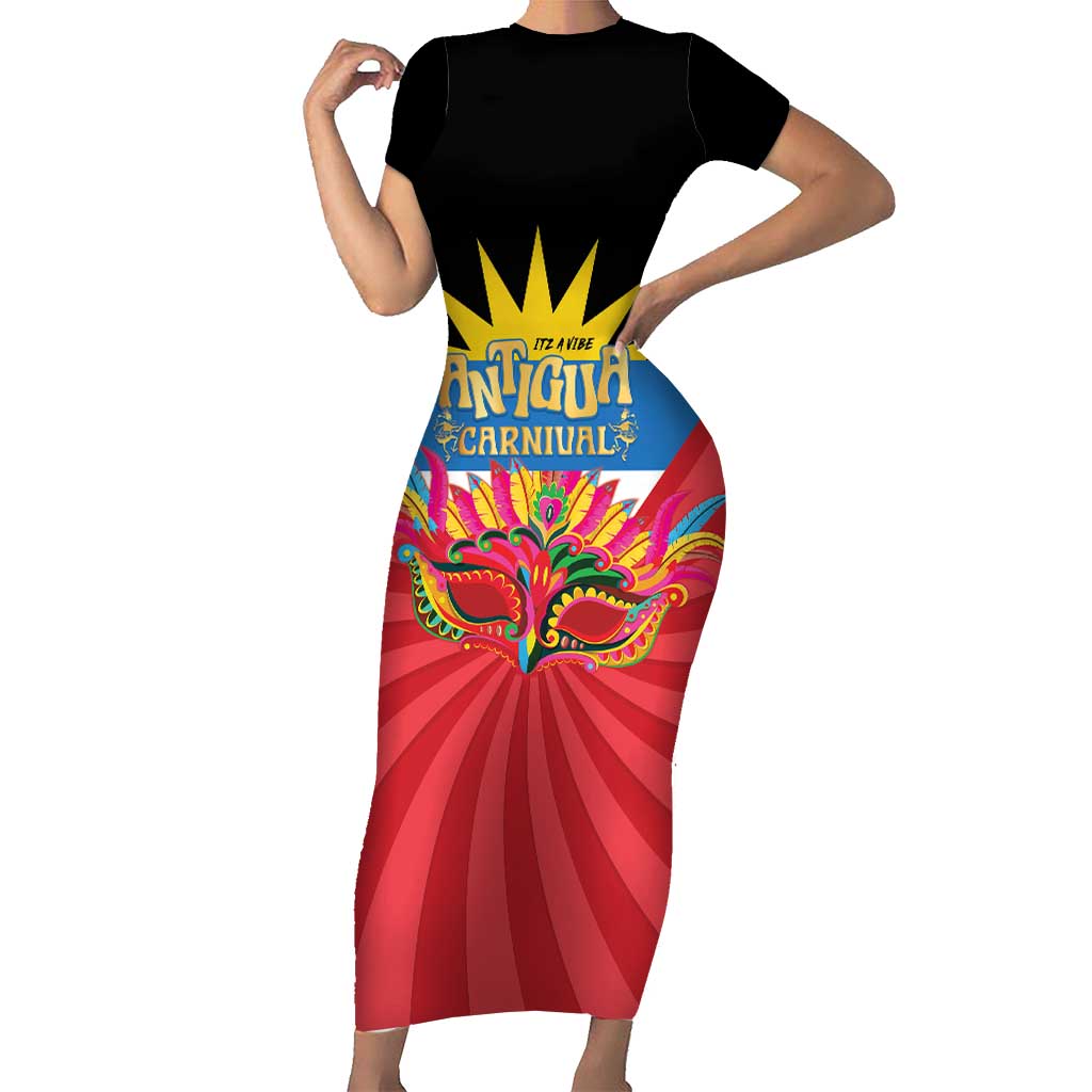 Antigua Carnival Short Sleeve Bodycon Dress Greatest Summer Festival Of Caribbean LT14