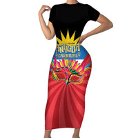 Antigua Carnival Short Sleeve Bodycon Dress Greatest Summer Festival Of Caribbean LT14