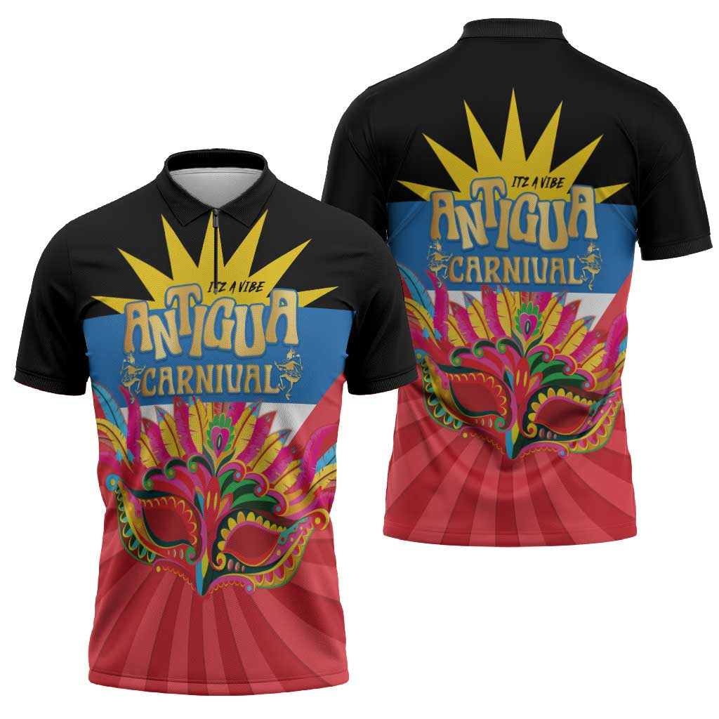Antigua Carnival Zipper Polo Shirt Greatest Summer Festival Of Caribbean - Wonder Print Shop
