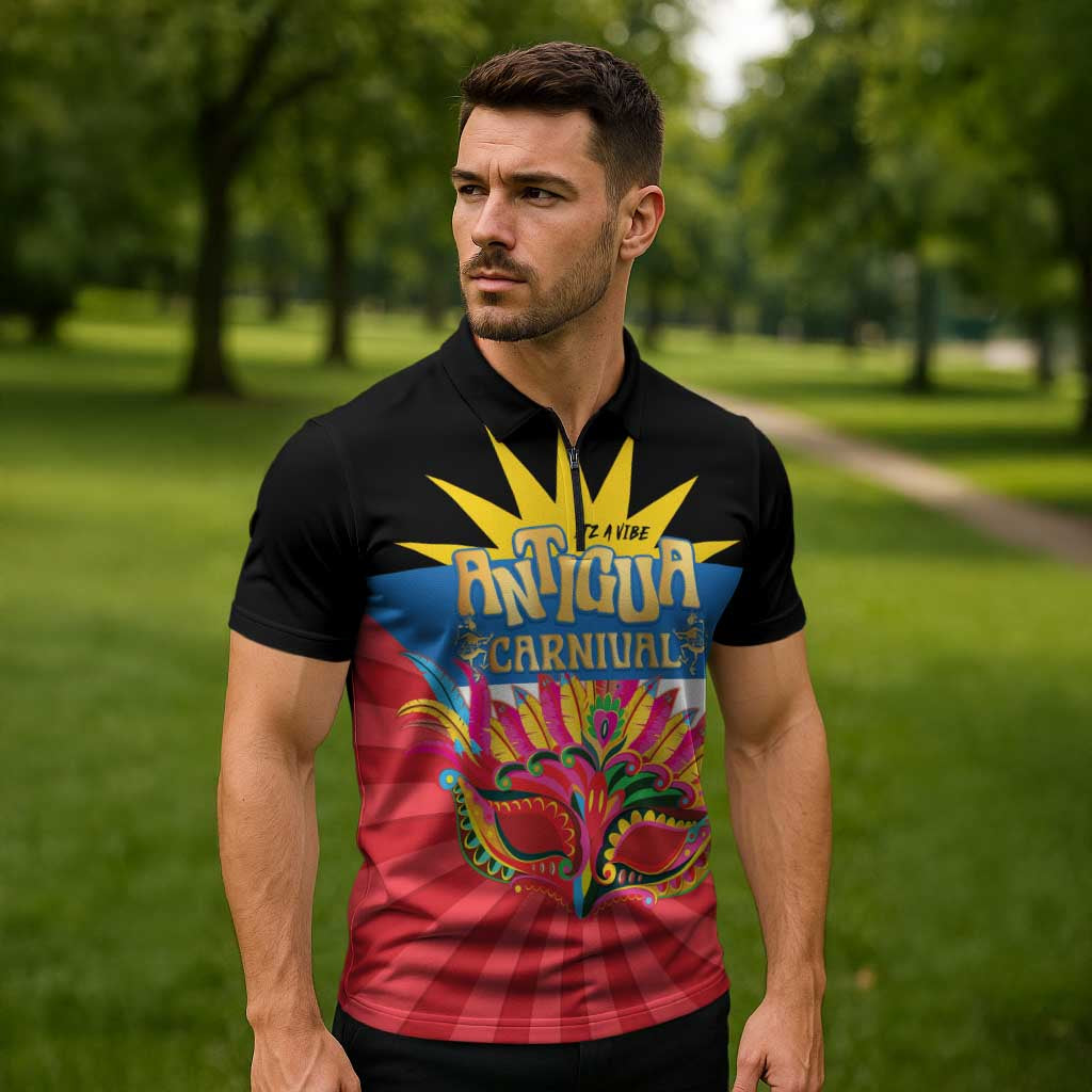 Antigua Carnival Zipper Polo Shirt Greatest Summer Festival Of Caribbean - Wonder Print Shop