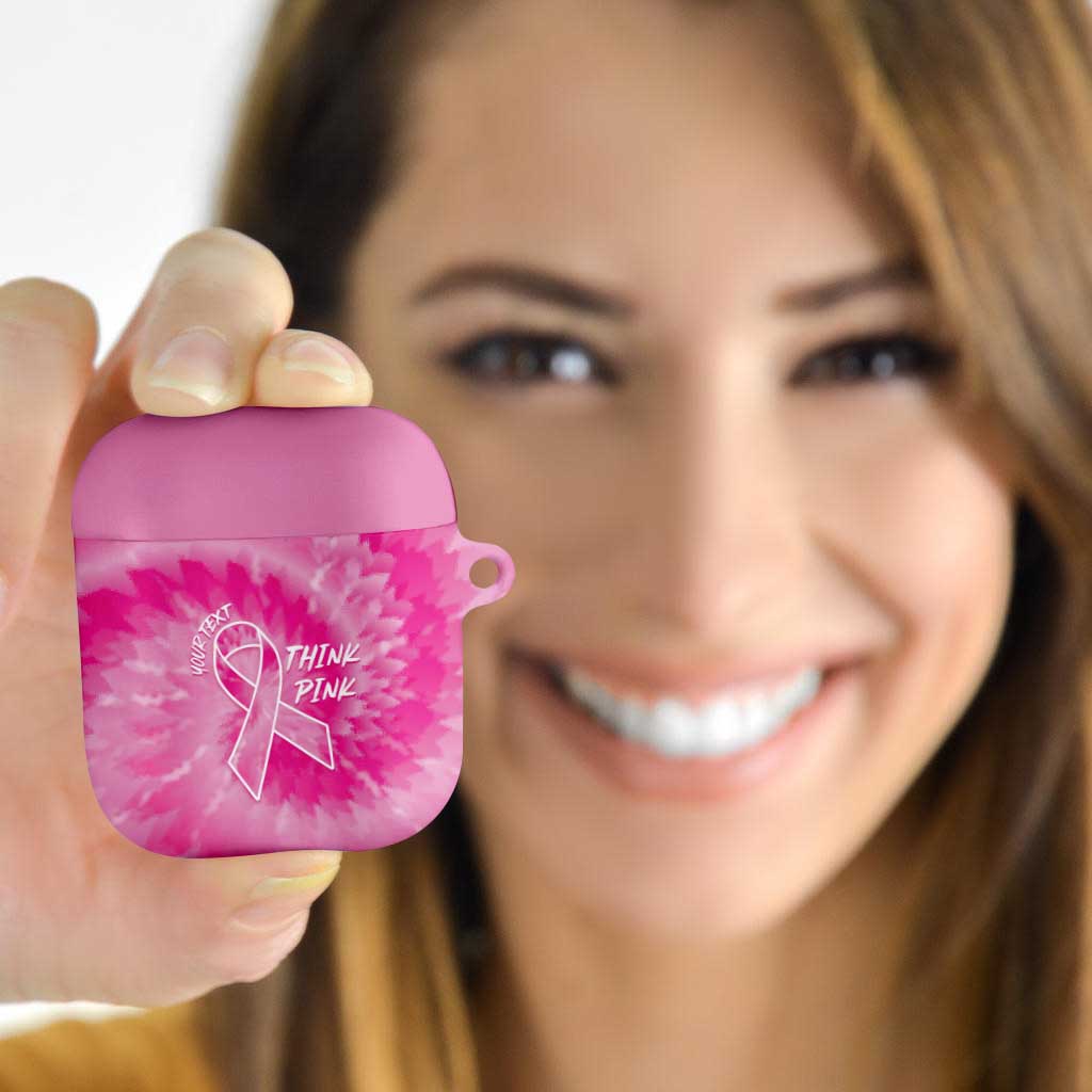 Breast Cancer Awareness AirPods Case Think Pink Tie Dye Ribbon - Wonder Print Shop