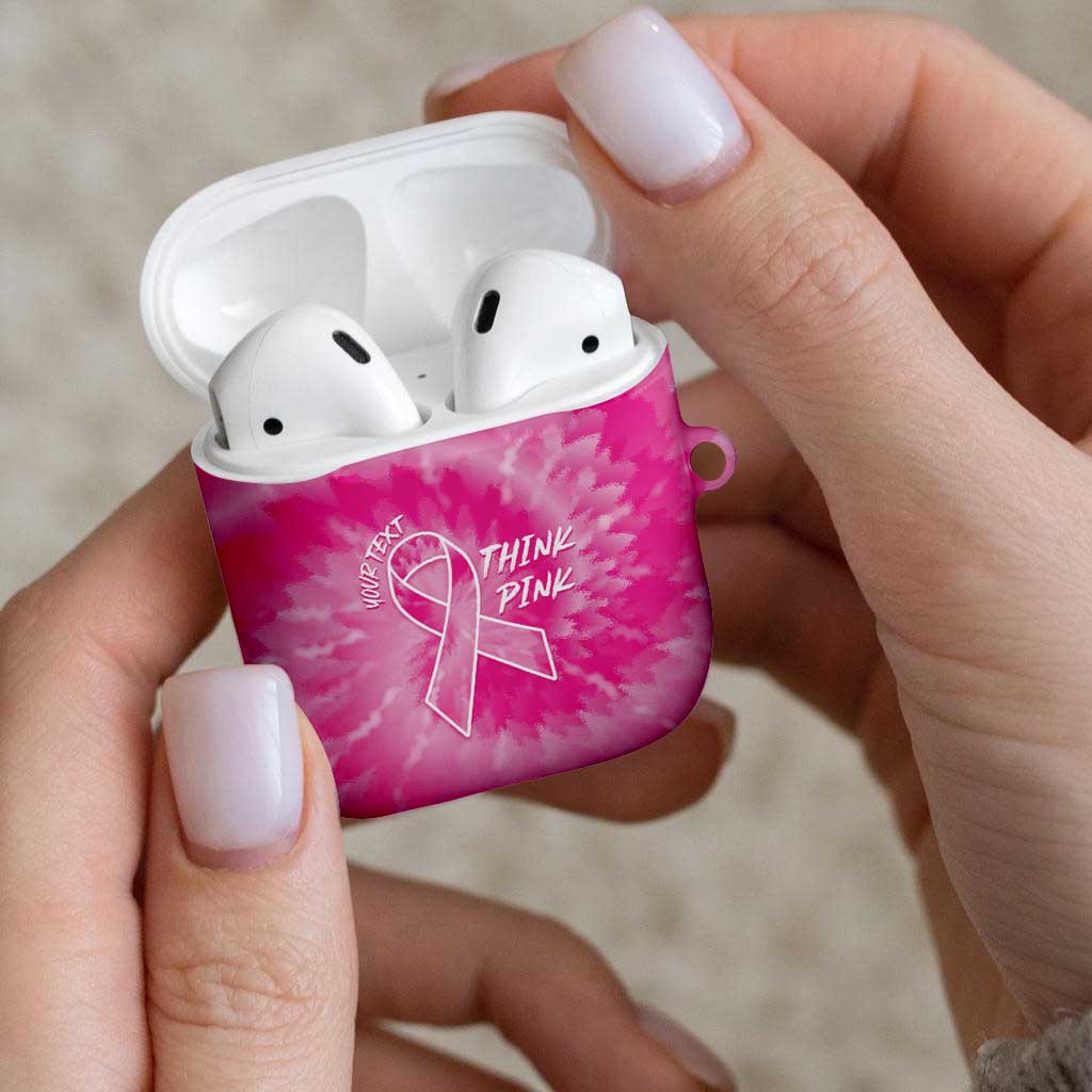 Breast Cancer Awareness AirPods Case Think Pink Tie Dye Ribbon - Wonder Print Shop