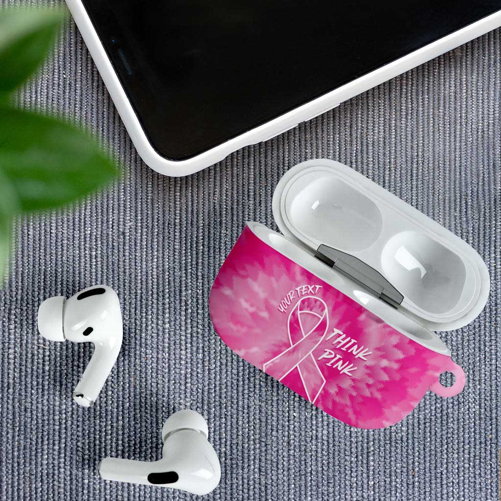Breast Cancer Awareness AirPods Case Think Pink Tie Dye Ribbon - Wonder Print Shop