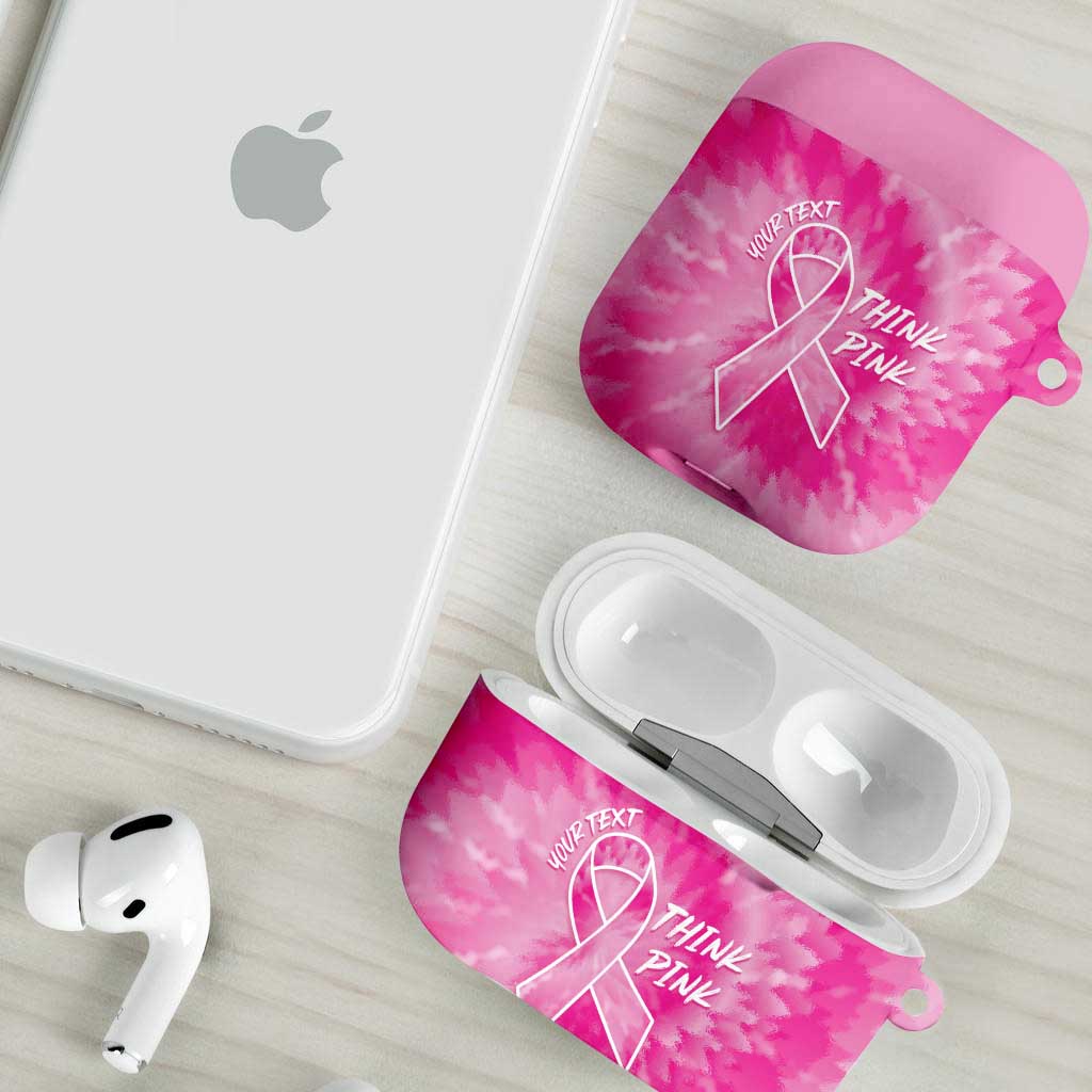 Breast Cancer Awareness AirPods Case Think Pink Tie Dye Ribbon - Wonder Print Shop