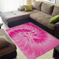 Personalized Breast Cancer Awareness Area Rug Think Pink Tie Dye Ribbon - Wonder Print Shop
