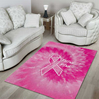 Personalized Breast Cancer Awareness Area Rug Think Pink Tie Dye Ribbon - Wonder Print Shop