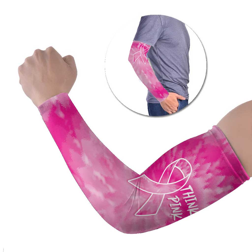 Breast Cancer Awareness Arm Sleeves Think Pink Tie Dye Ribbon - Wonder Print Shop