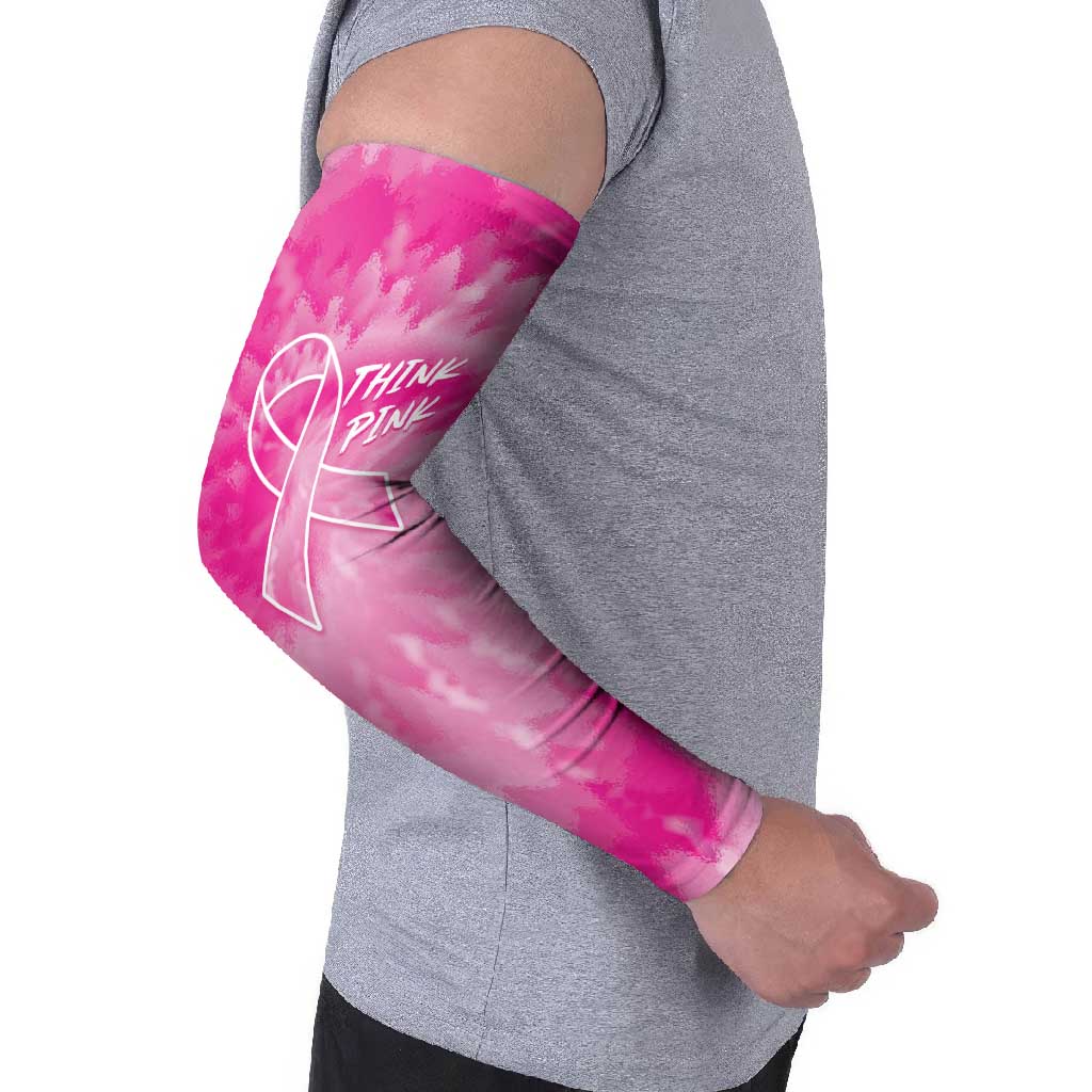 Breast Cancer Awareness Arm Sleeves Think Pink Tie Dye Ribbon - Wonder Print Shop