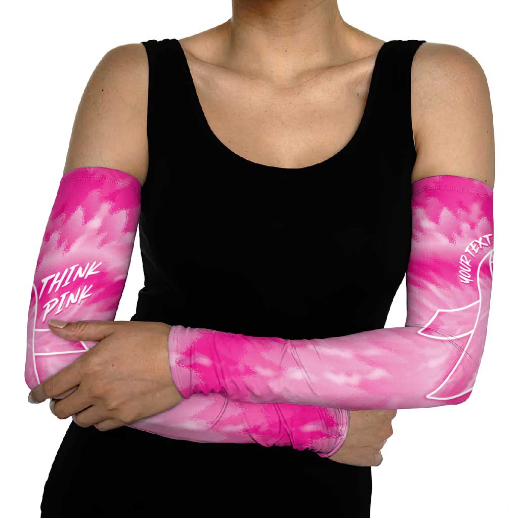Breast Cancer Awareness Arm Sleeves Think Pink Tie Dye Ribbon - Wonder Print Shop