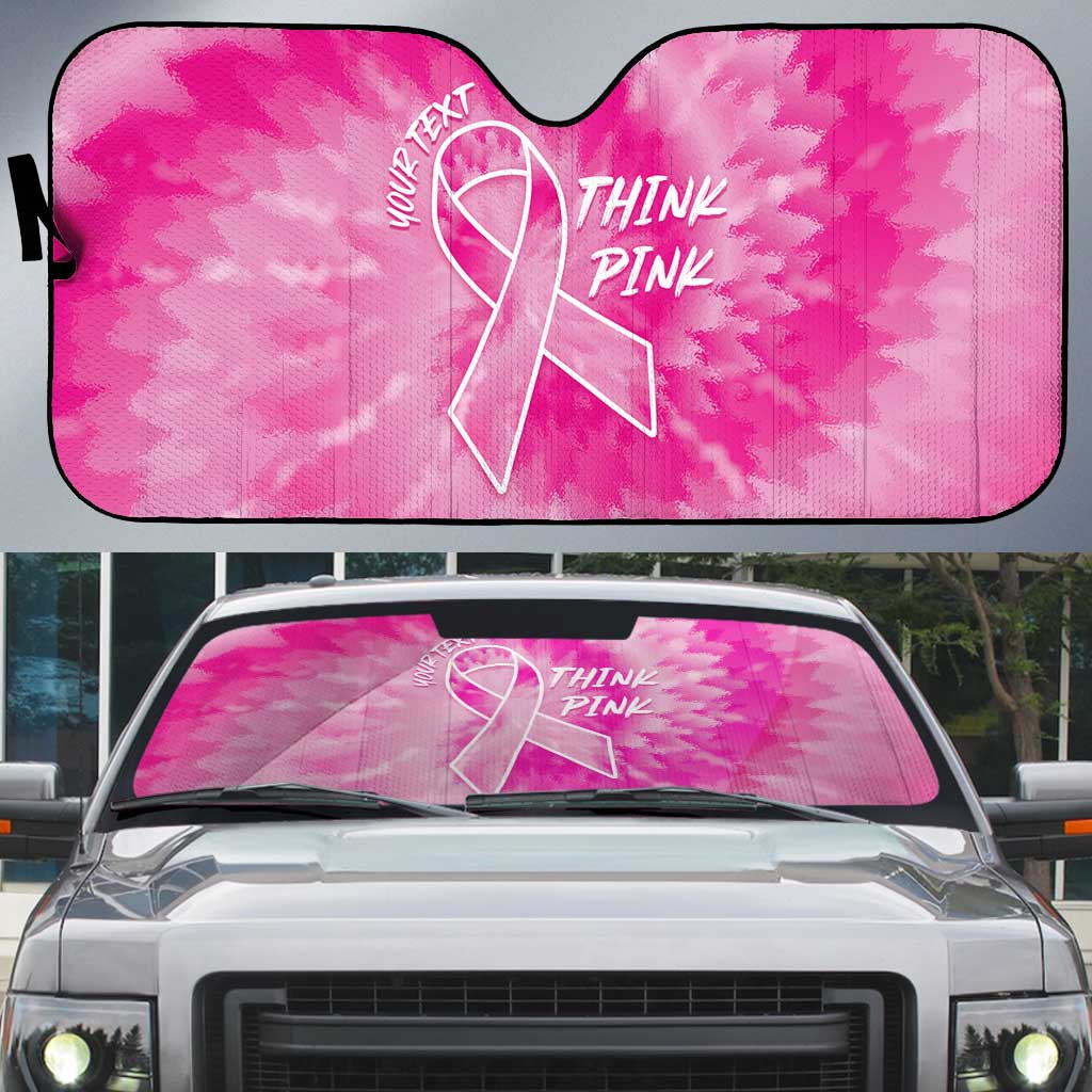 Breast Cancer Awareness Auto Sun Shade Think Pink Tie Dye Ribbon - Wonder Print Shop