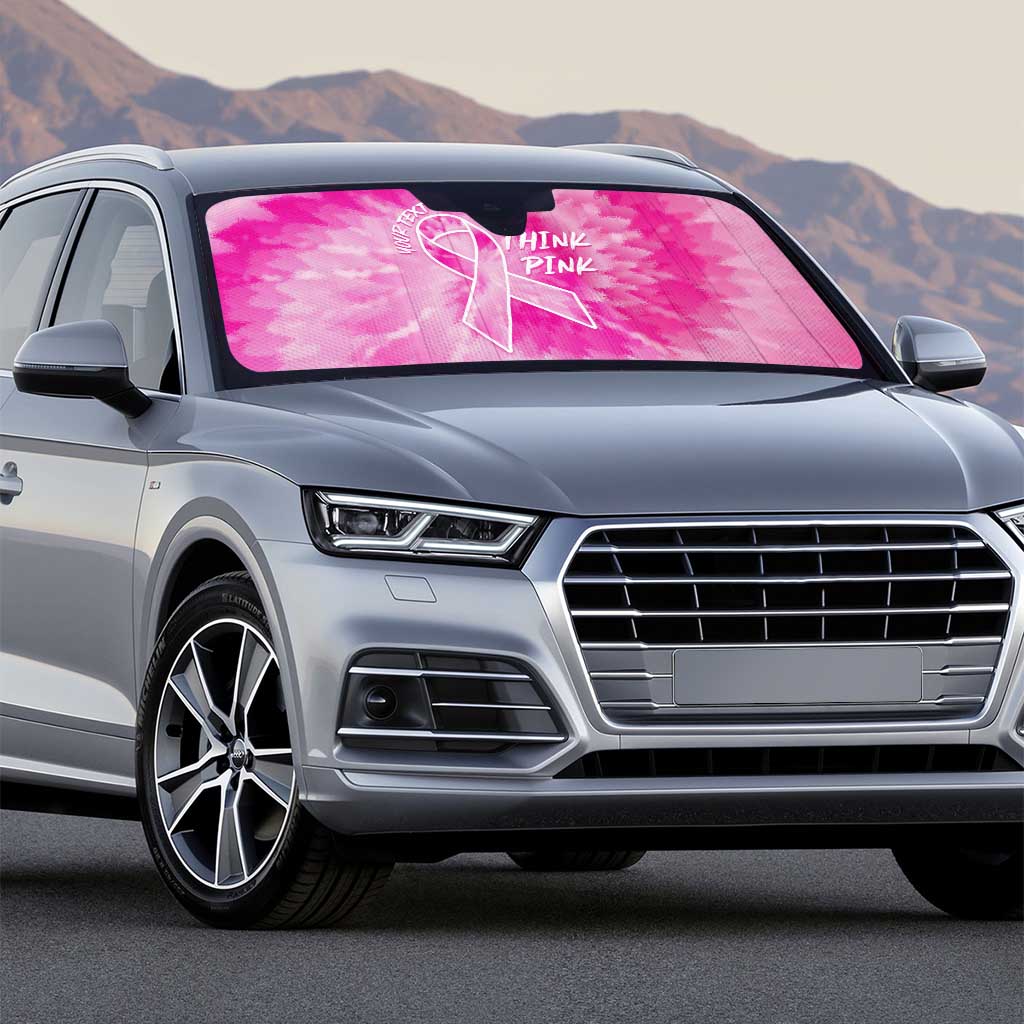 Breast Cancer Awareness Auto Sun Shade Think Pink Tie Dye Ribbon - Wonder Print Shop