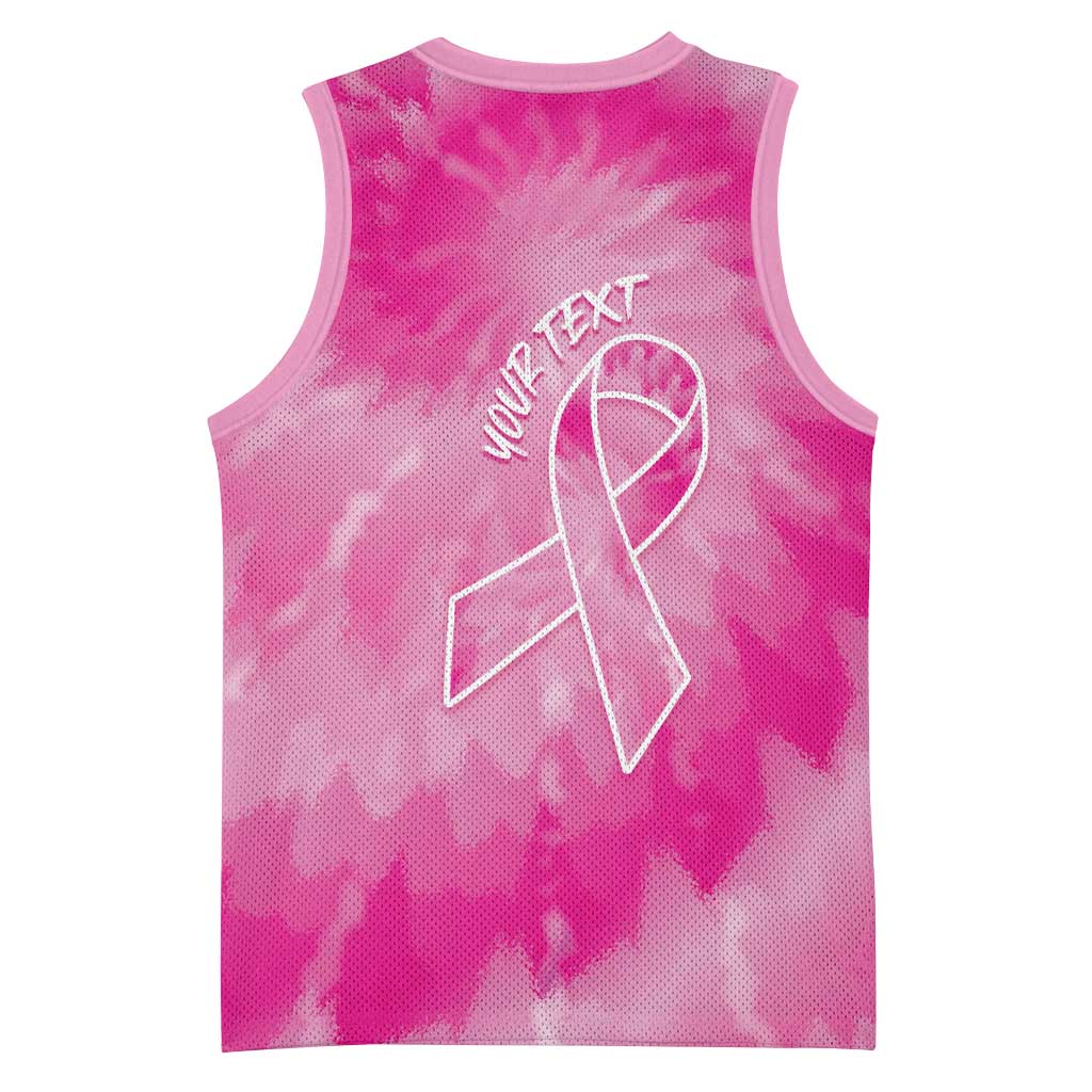 Breast Cancer Awareness Basketball Jersey Think Pink Tie Dye Ribbon - Wonder Print Shop