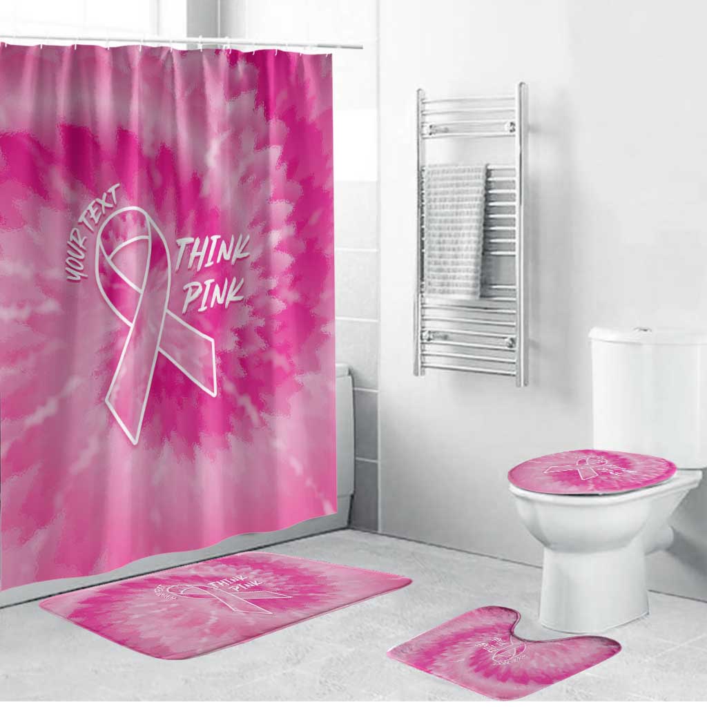 Breast Cancer Awareness Bathroom Set Think Pink Tie Dye Ribbon - Wonder Print Shop