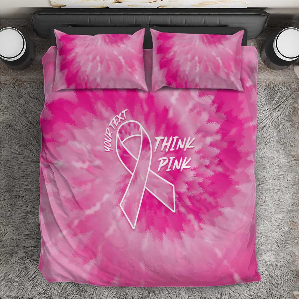 Personalized Breast Cancer Awareness Bedding Set Think Pink Tie Dye Ribbon - Wonder Print Shop