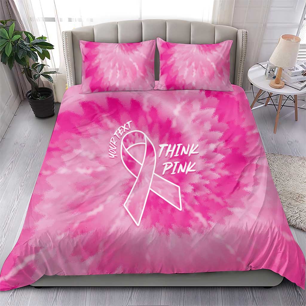 Personalized Breast Cancer Awareness Bedding Set Think Pink Tie Dye Ribbon - Wonder Print Shop