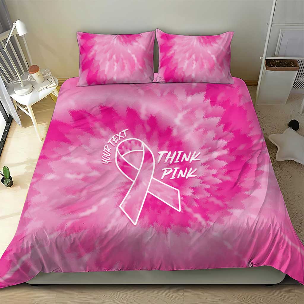 Personalized Breast Cancer Awareness Bedding Set Think Pink Tie Dye Ribbon - Wonder Print Shop