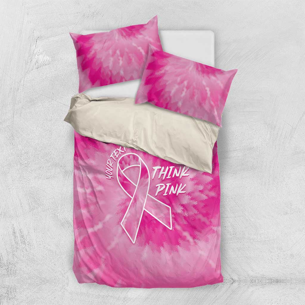 Personalized Breast Cancer Awareness Bedding Set Think Pink Tie Dye Ribbon - Wonder Print Shop
