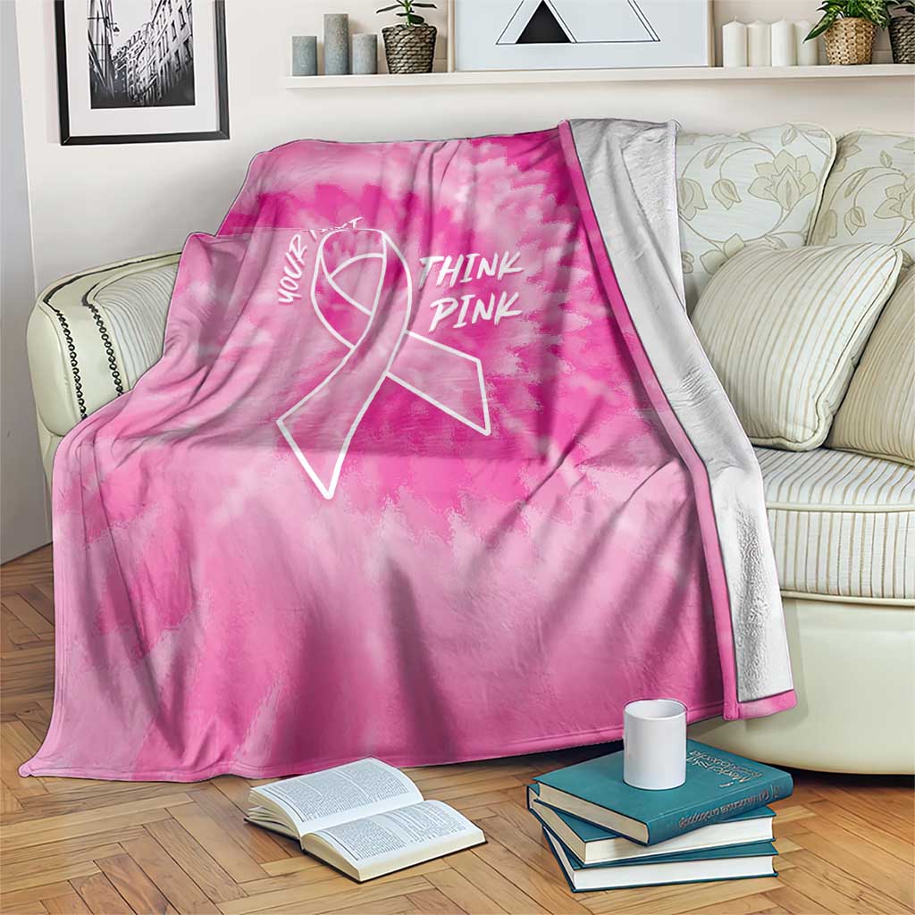 Personalized Breast Cancer Awareness Blanket Think Pink Tie Dye Ribbon - Wonder Print Shop