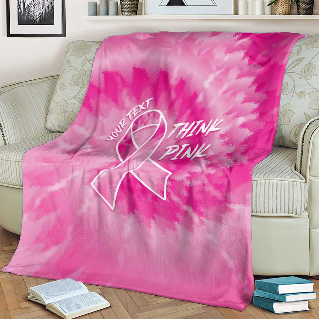 Personalized Breast Cancer Awareness Blanket Think Pink Tie Dye Ribbon - Wonder Print Shop