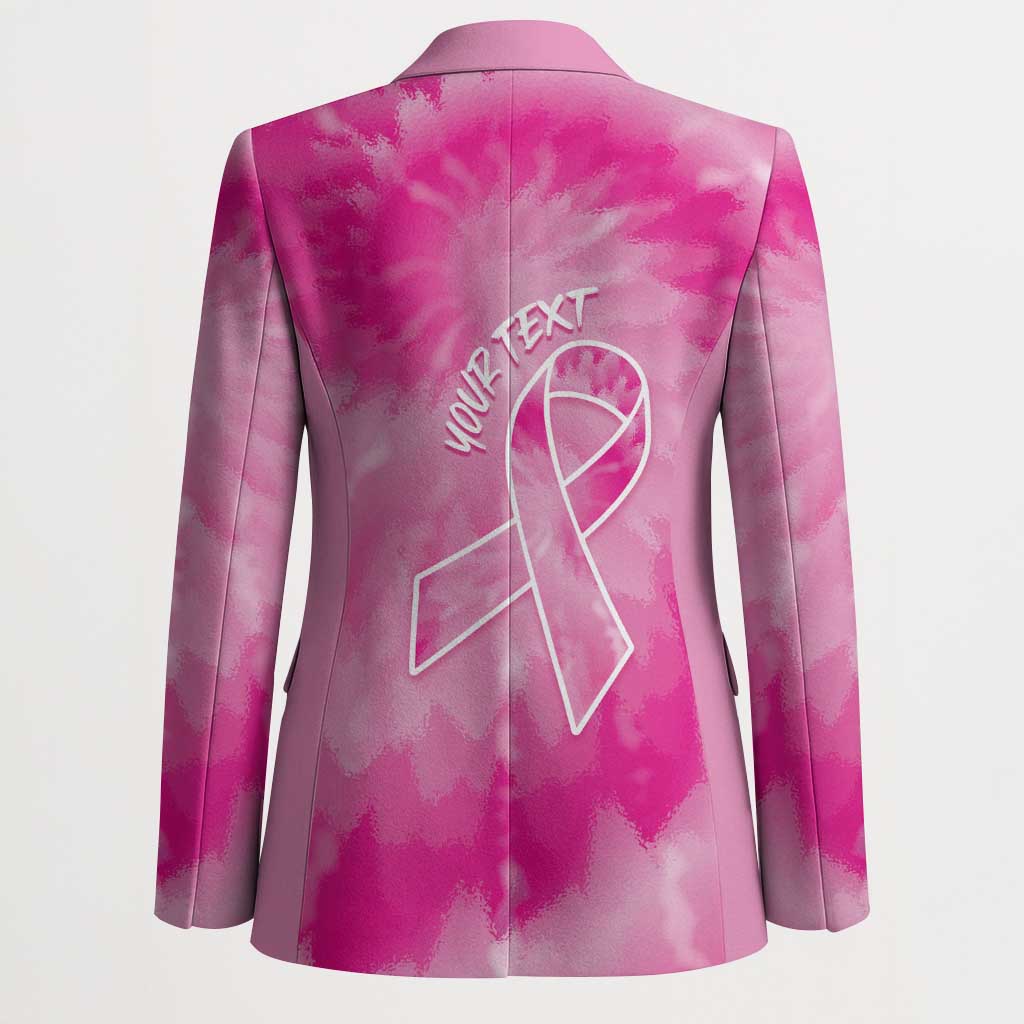 Breast Cancer Awareness Blazer Think Pink Tie Dye Ribbon - Wonder Print Shop