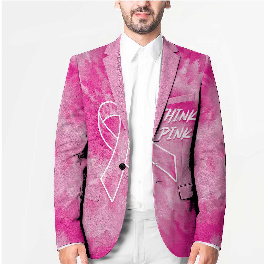 Breast Cancer Awareness Blazer Think Pink Tie Dye Ribbon - Wonder Print Shop