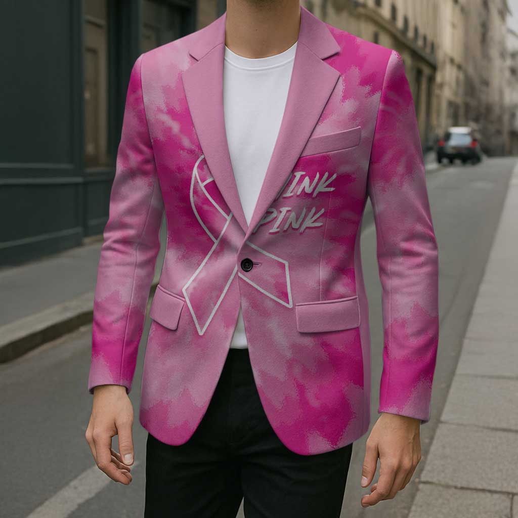 Breast Cancer Awareness Blazer Think Pink Tie Dye Ribbon - Wonder Print Shop