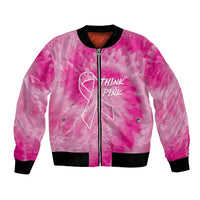 Personalized Breast Cancer Awareness Bomber Jacket Think Pink Tie Dye Ribbon - Wonder Print Shop
